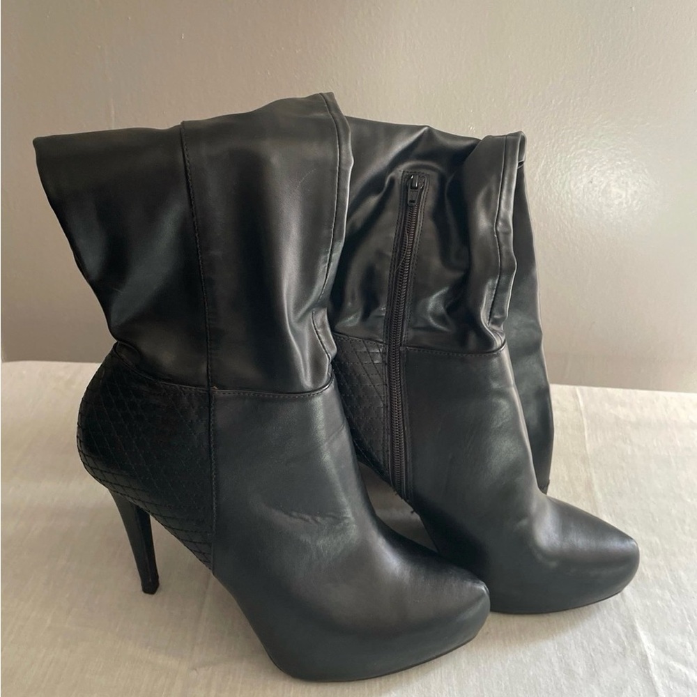Women's Black High-Heel Thigh High Boots
